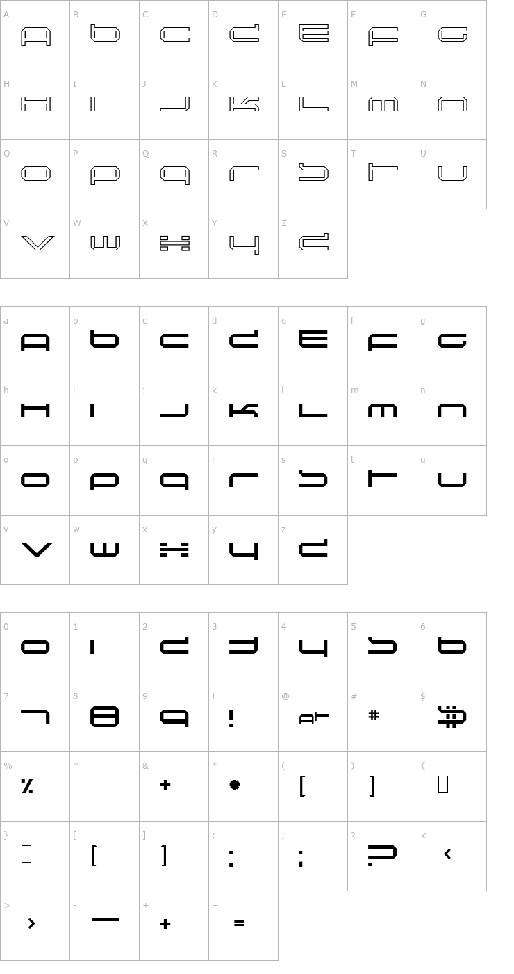 Character Map Induction Font