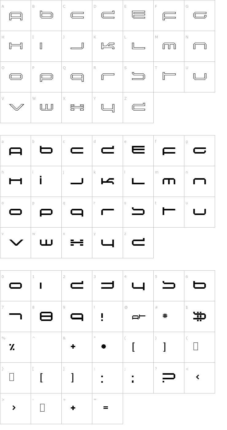 Character Map Induction TR Font