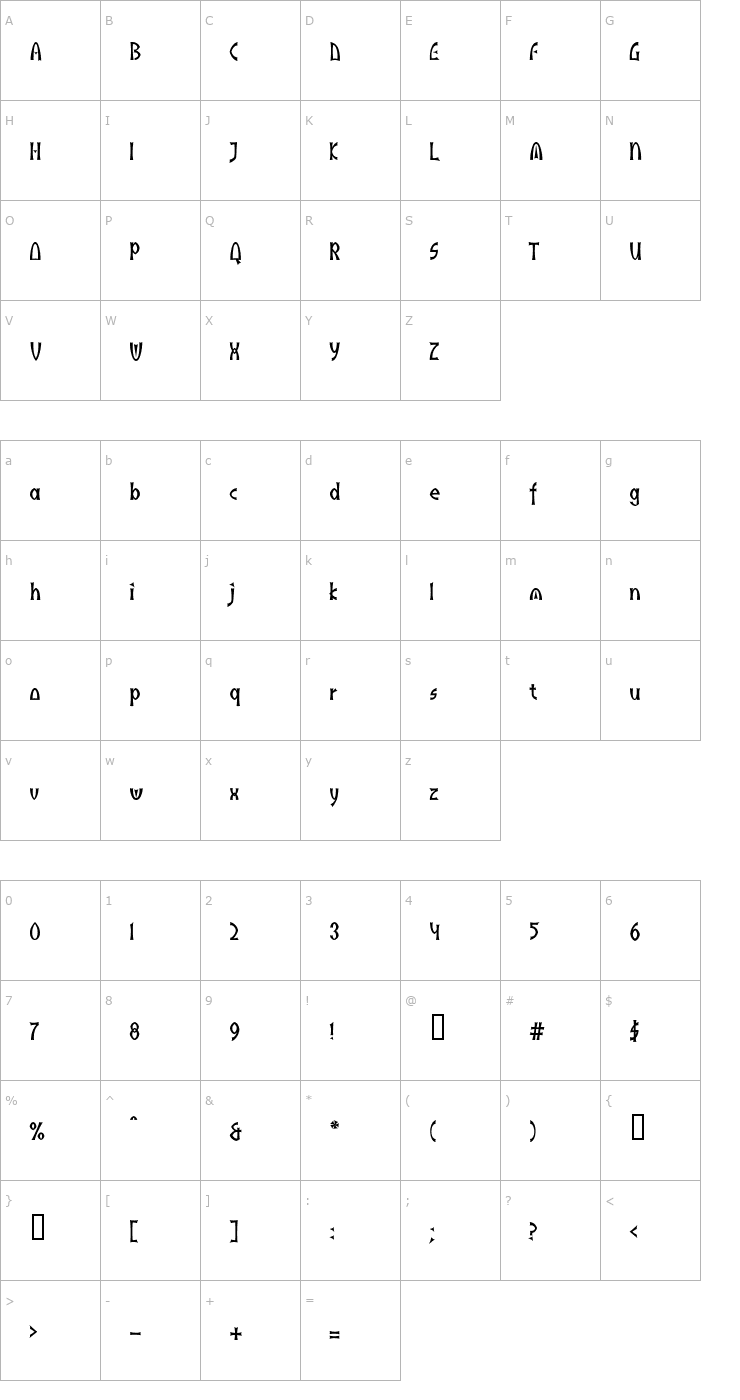 Character Map IndusLL Bold Font