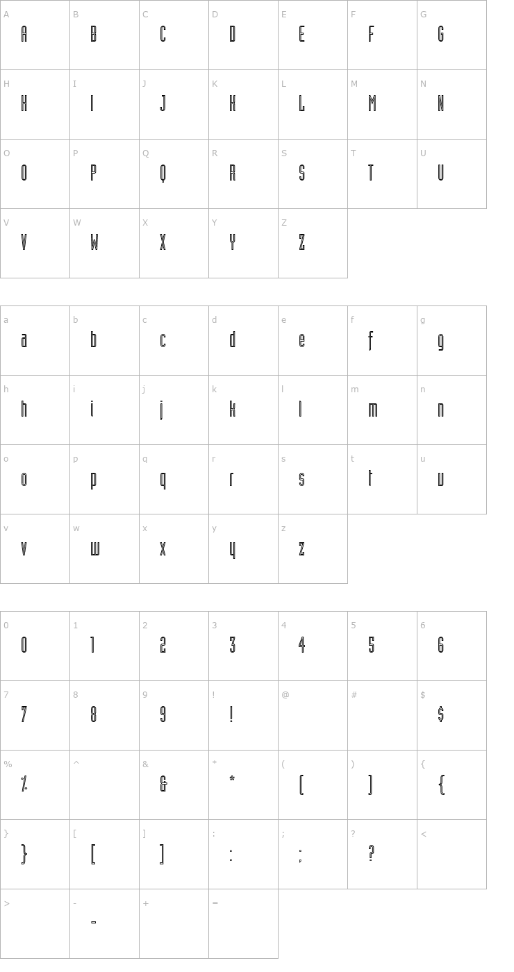 Character Map Industria-Inline OTF Font