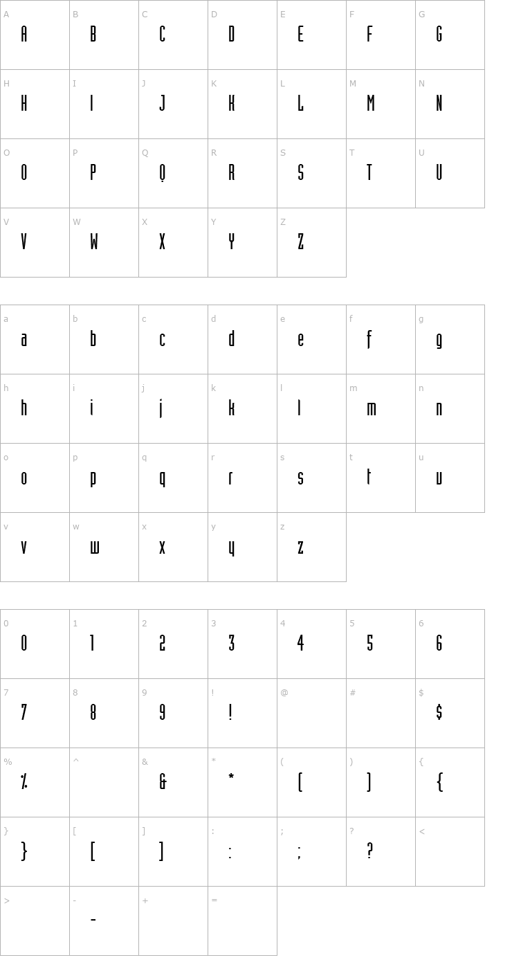 Character Map Industria Solid Font