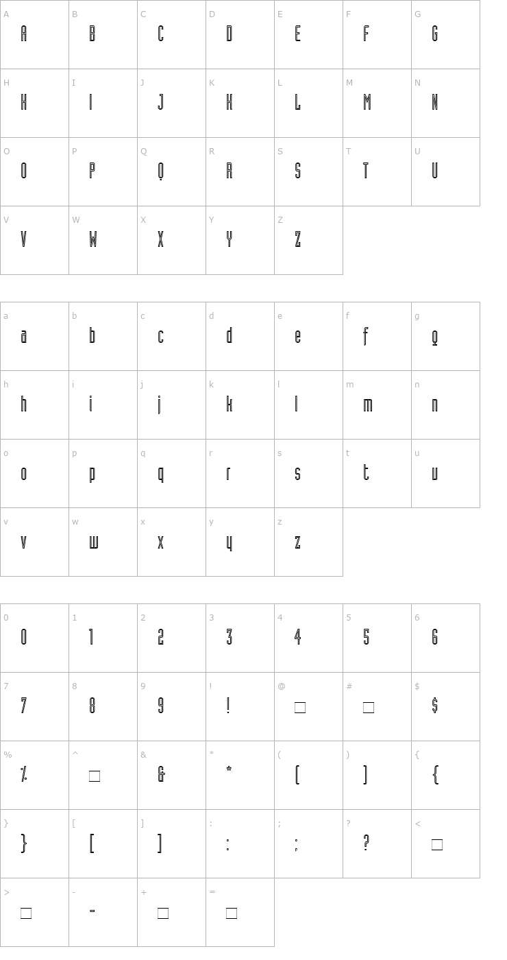 Character Map IndustriaInlineA Font