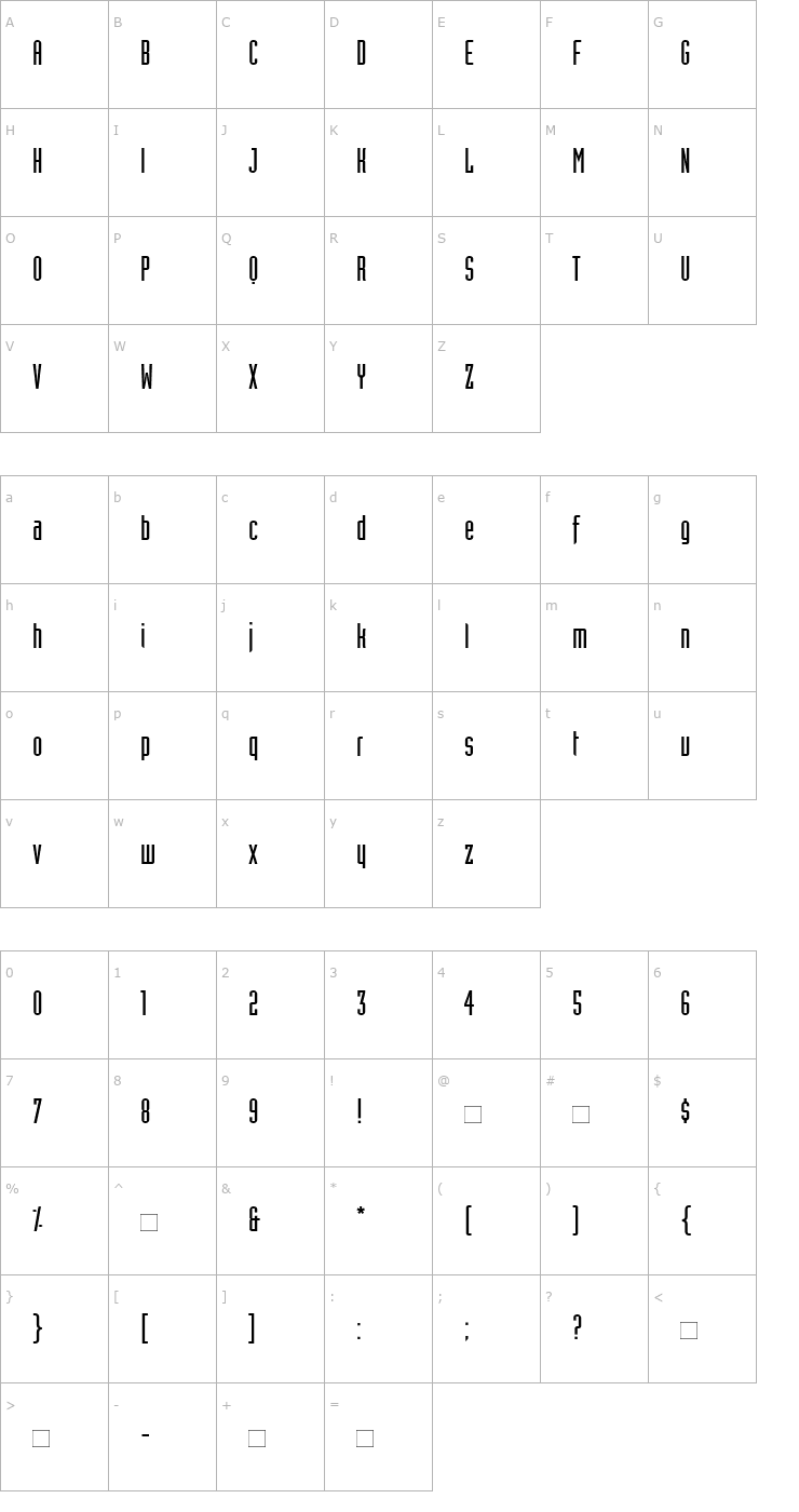 Character Map IndustriaSolid Font