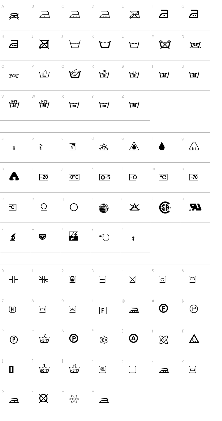 Character Map Industry & Eng. 1 ATT Font