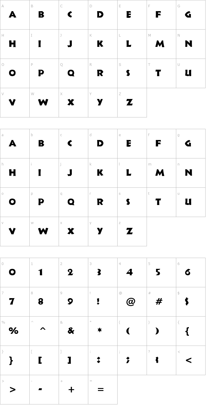 Character Map Indy Normal Font