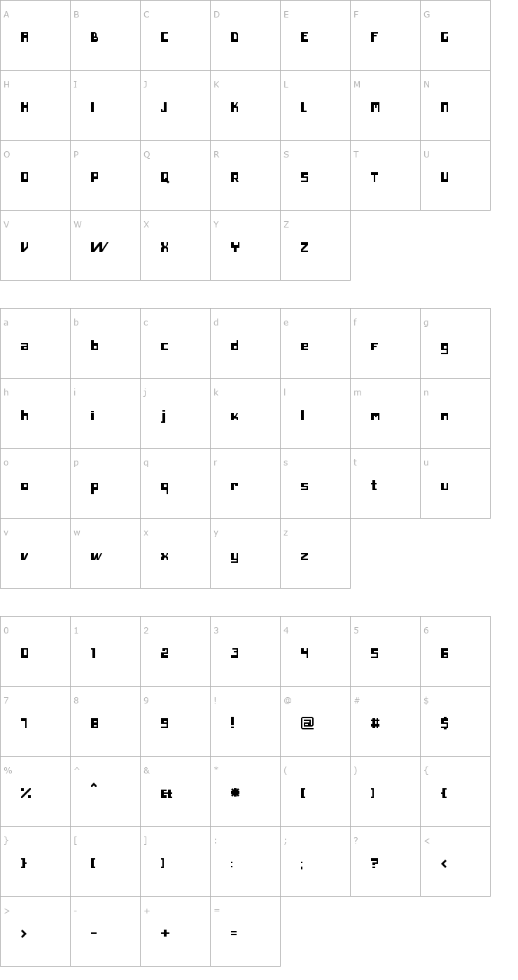 Character Map Inero Font