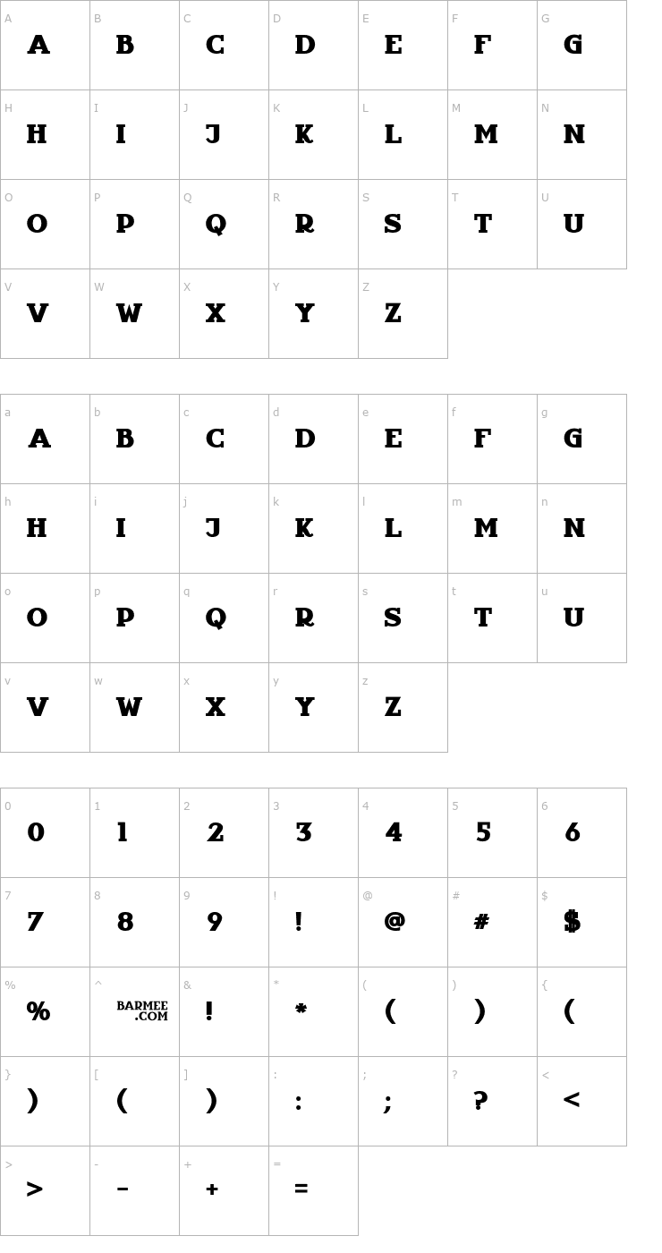 Character Map InfantylFat Font
