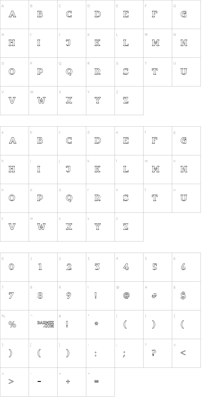 Character Map InfantylOut Font