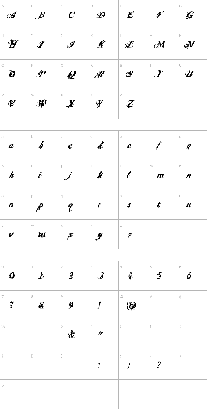 Character Map Infiltrace Italic Font