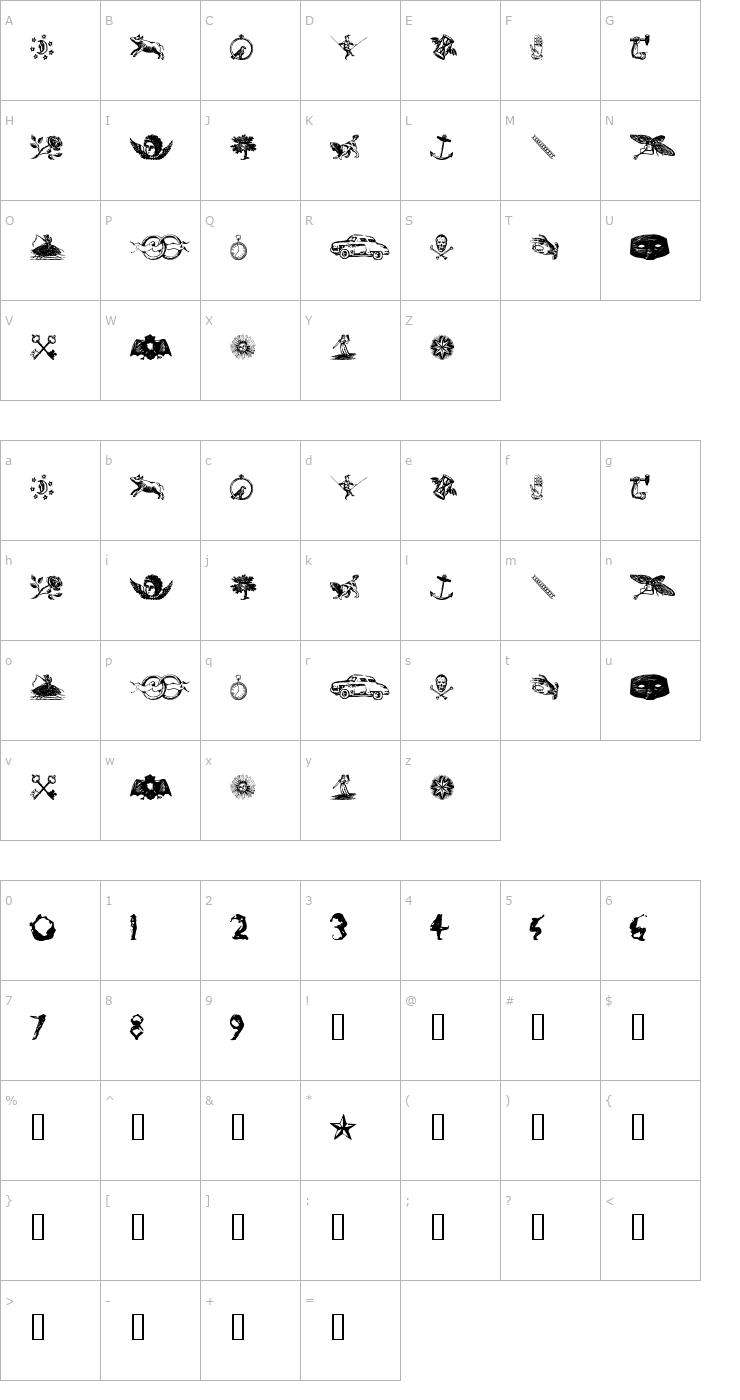 Character Map Infinite Dingbats Font
