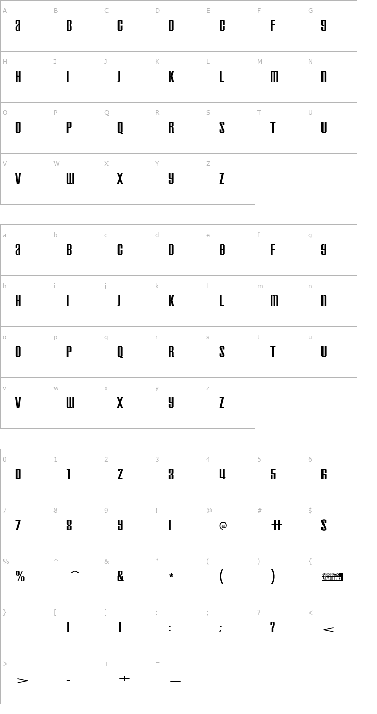 Character Map Inflammable Age Font