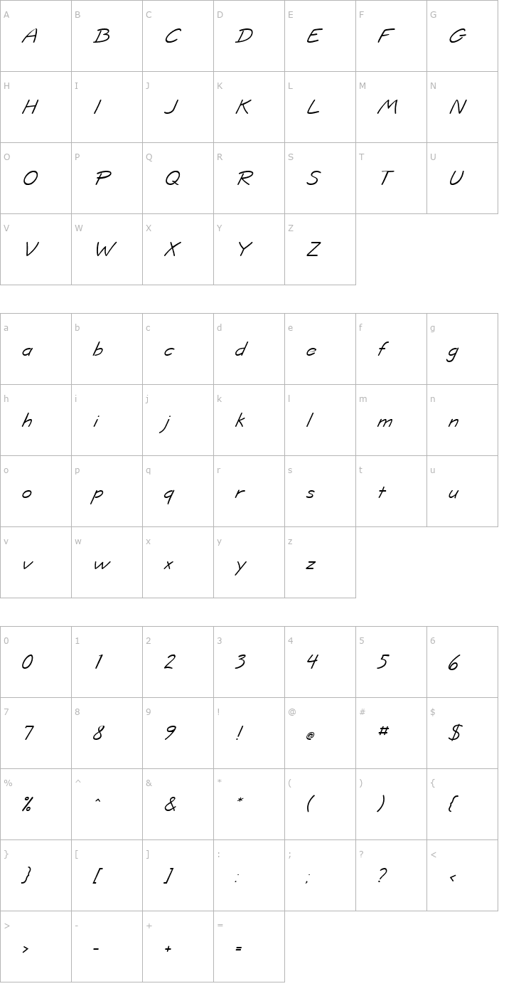 Character Map Informa SSi Italic Font