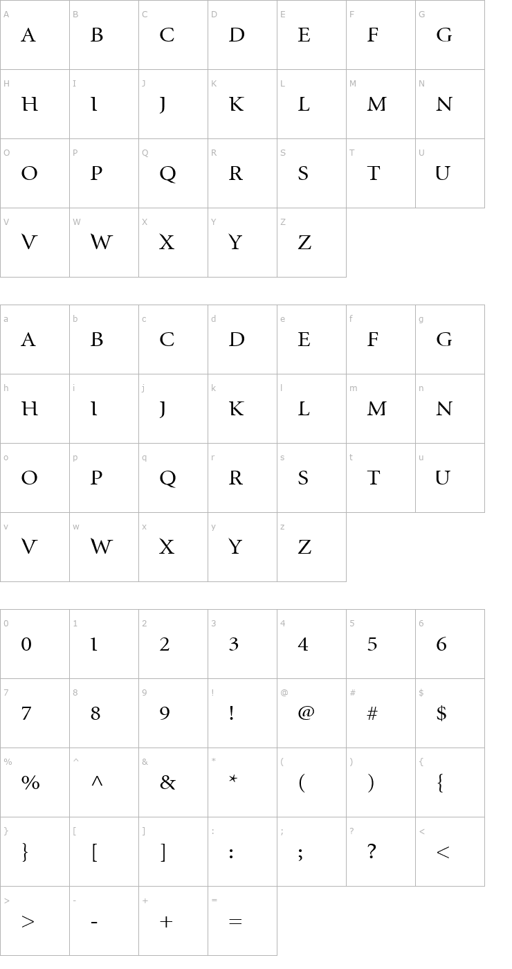 Character Map InfraRed Font