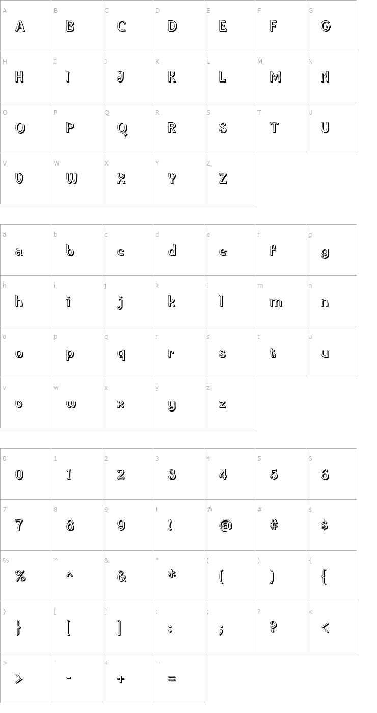Character Map IngoneShadow Font