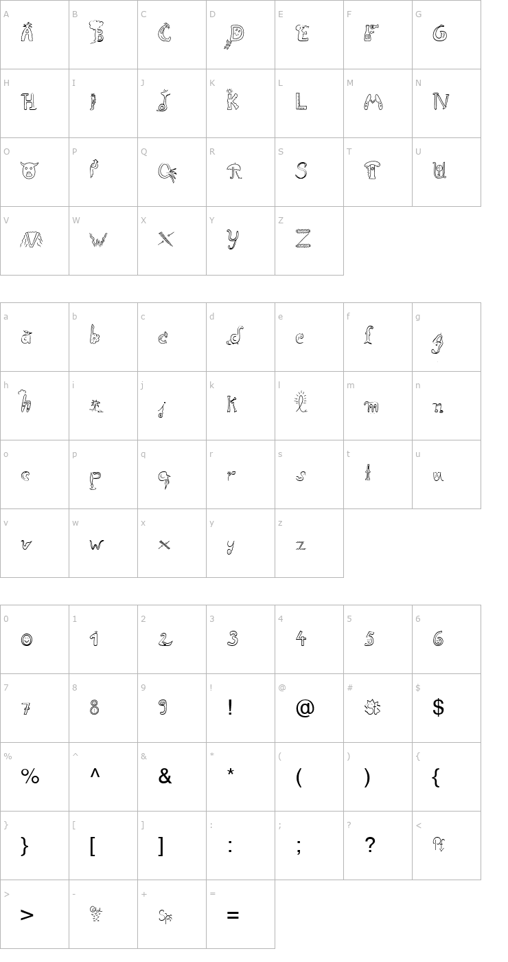 Character Map Initial8 Becker Font