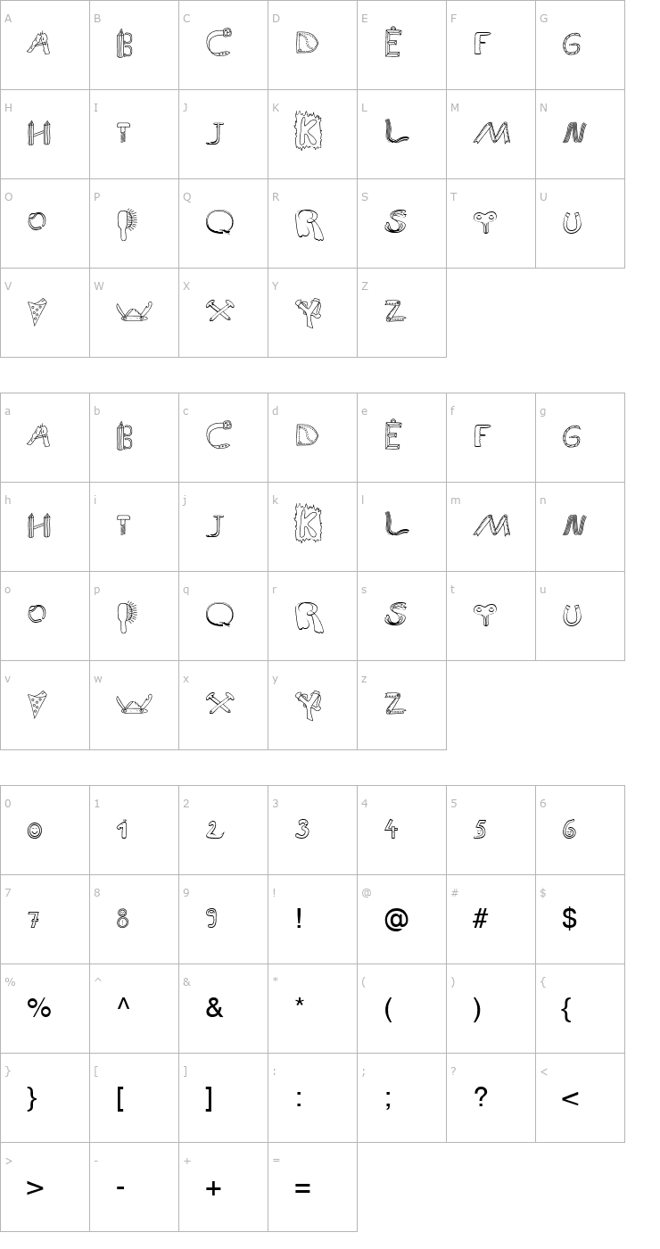 Character Map Initial9 Becker Font