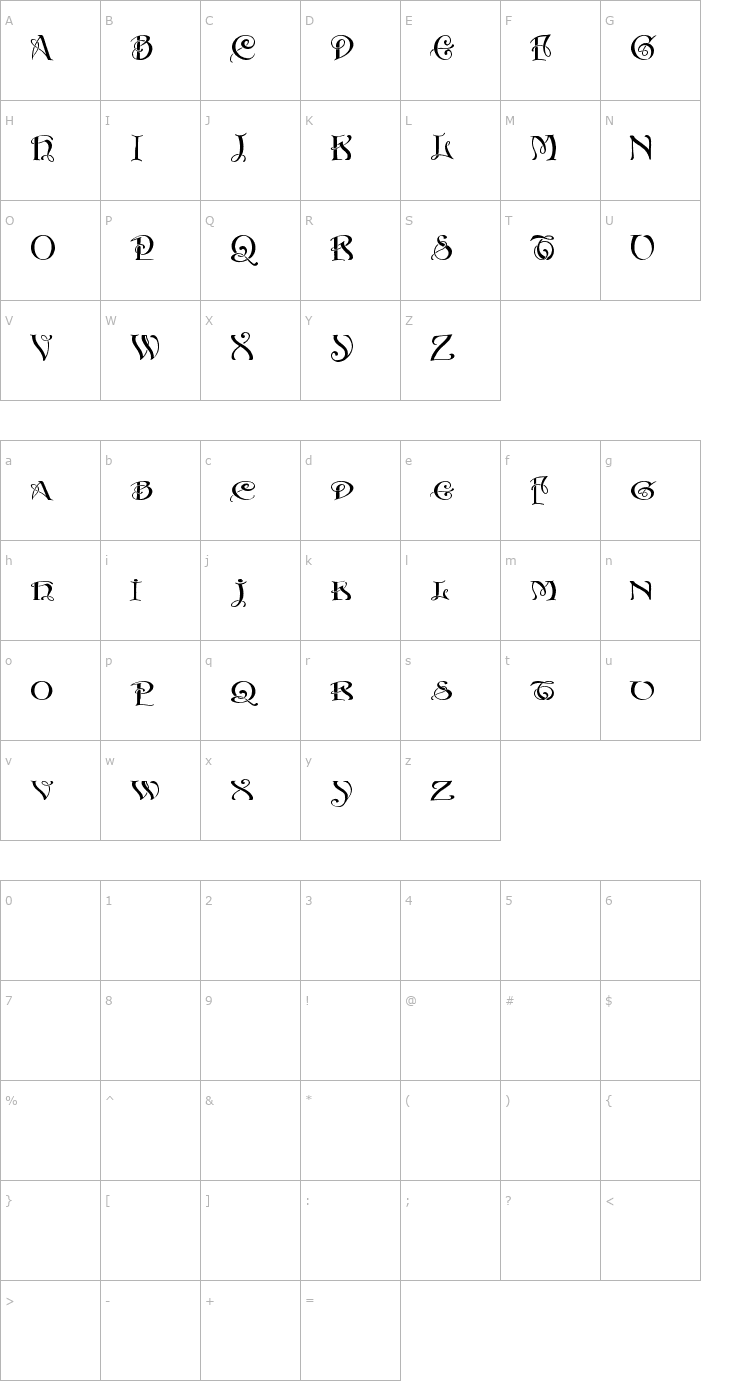 Character Map Initials With Curls Font