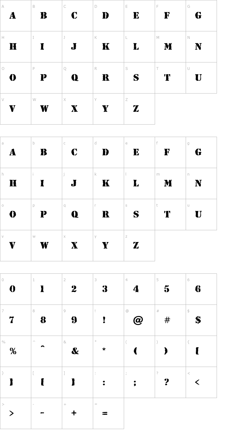 Character Map Ink Pad Font