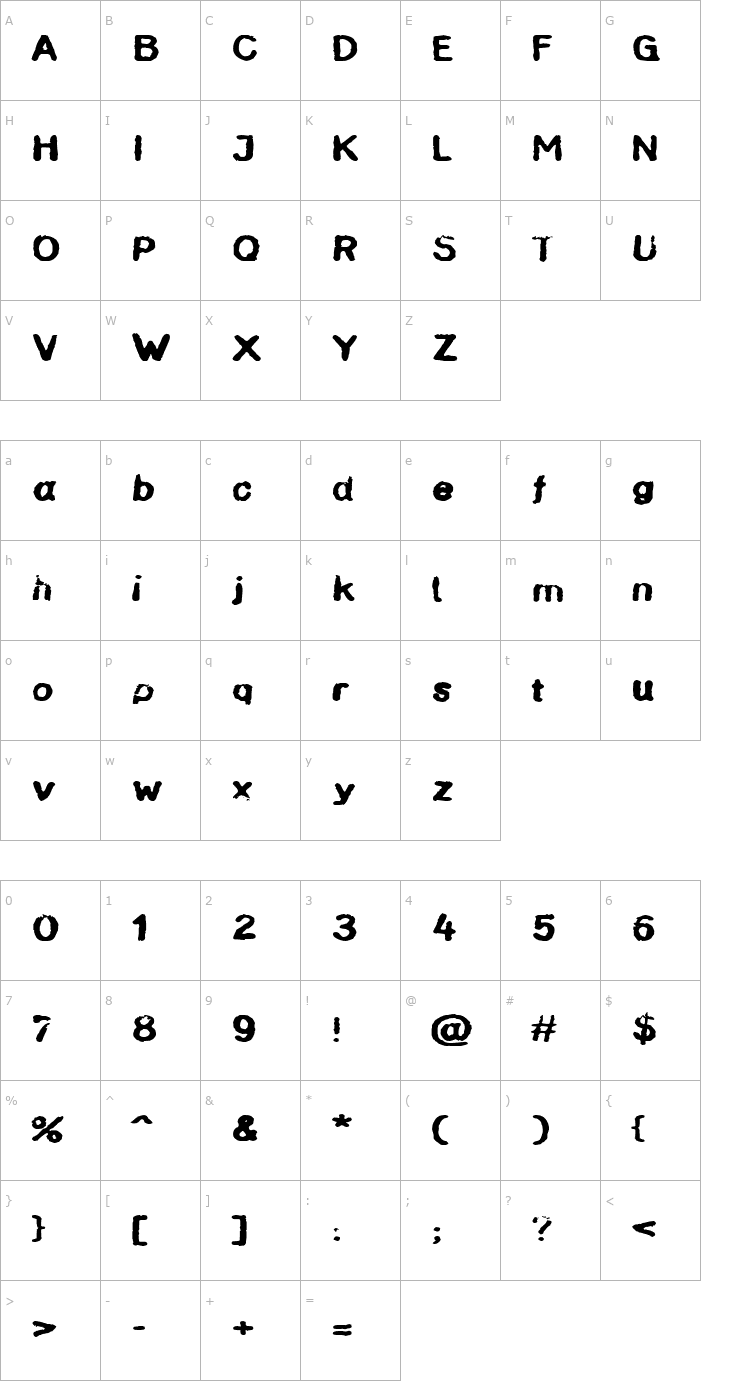 Character Map InkbleedExtended Font