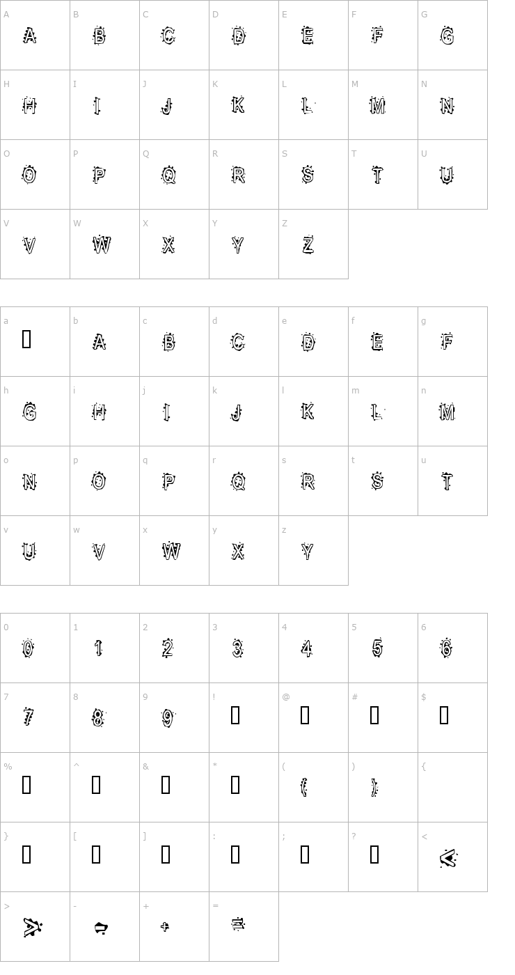 Character Map Inkblot Baby Font