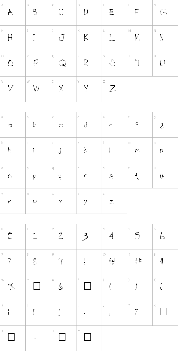 Character Map InkBlot Font