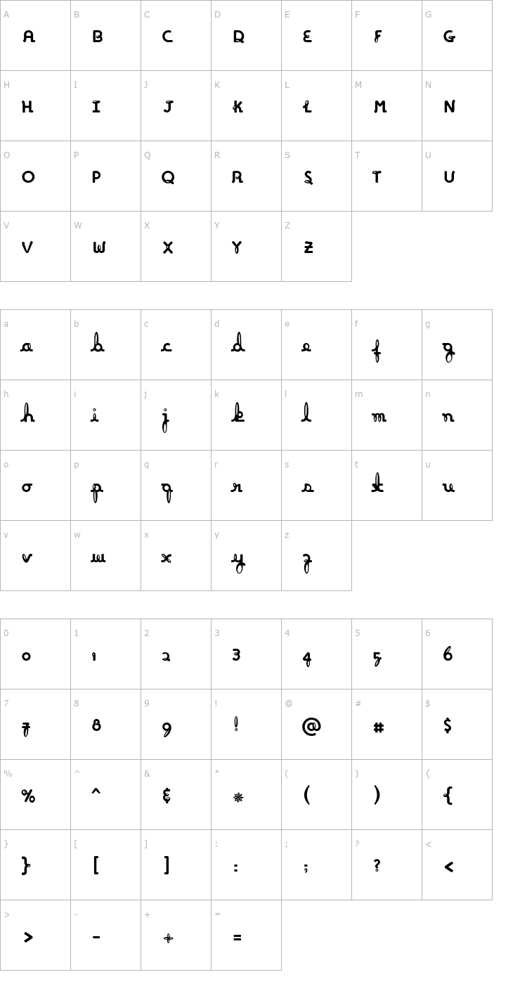 Character Map Inkling-Regular Font