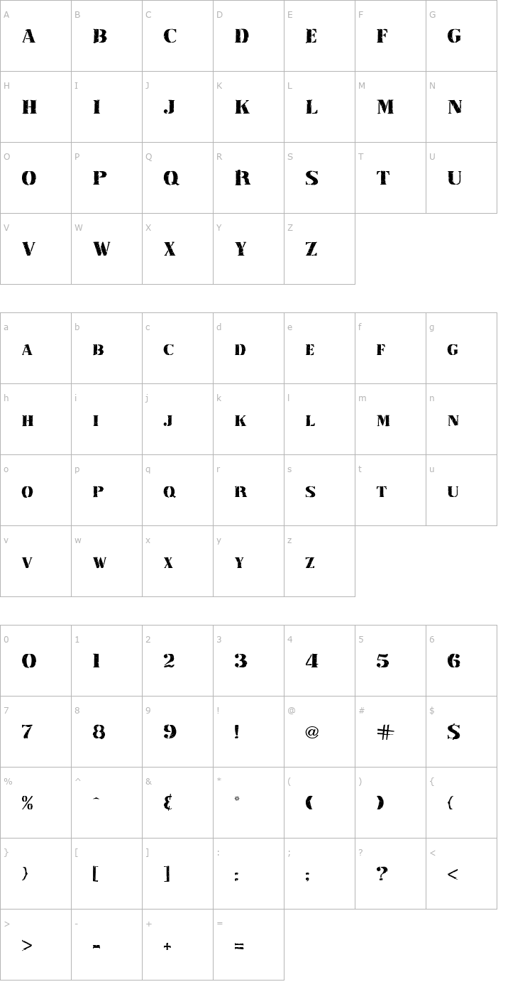 Character Map Inkpad Regular Font