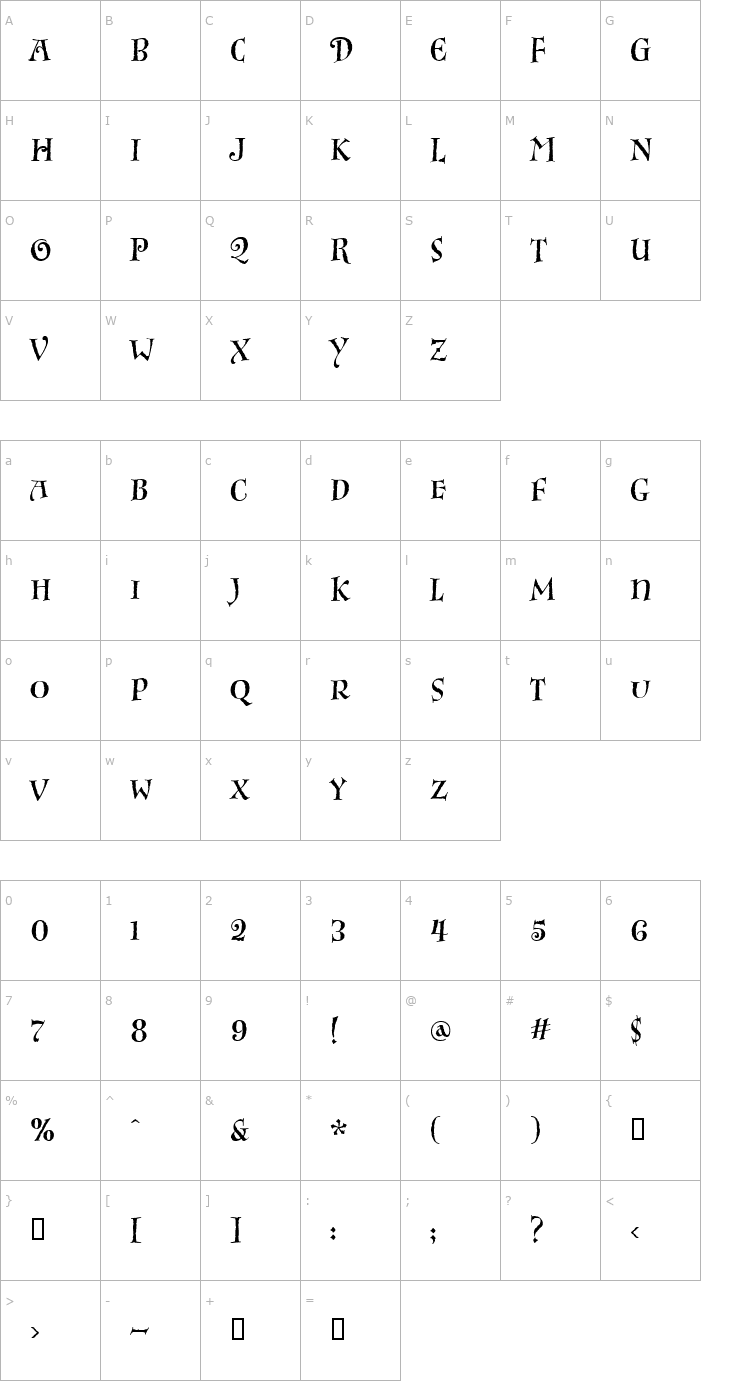 Character Map InkPotFitCaps Font