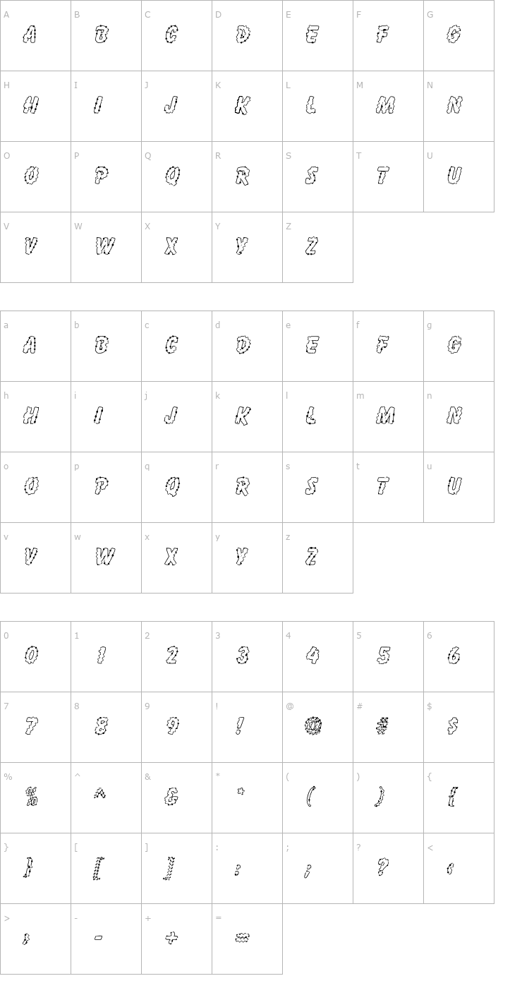 Character Map Inkspot SF Font