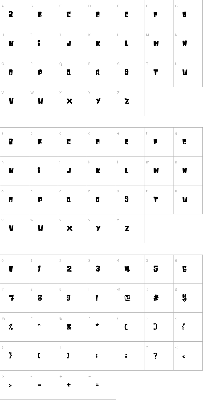 Character Map InkyBear Font