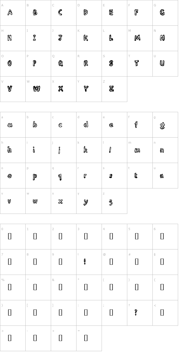 Character Map Inlines Rough Font