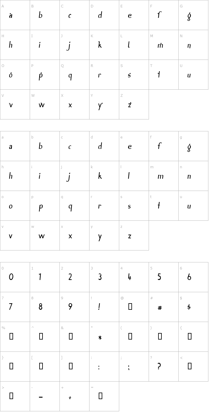 Character Map Inn Font