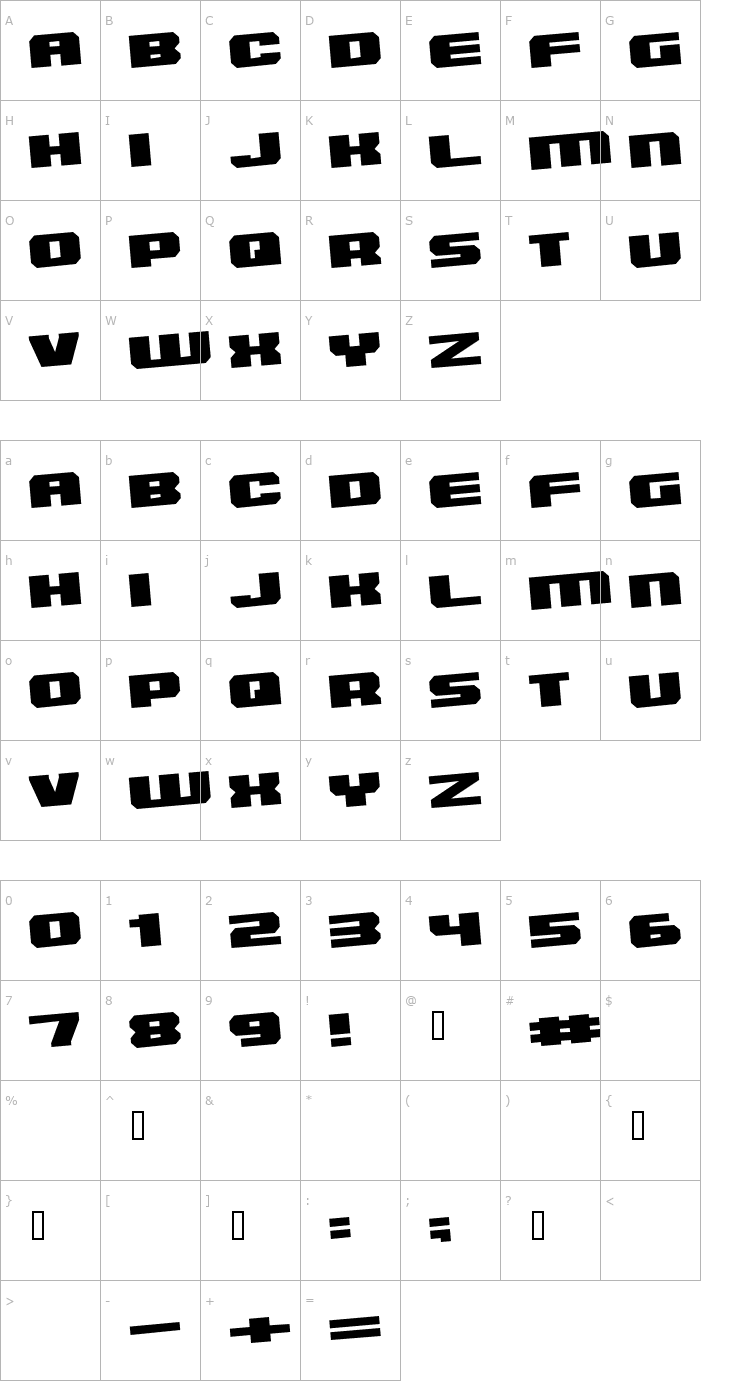Character Map Inner Sanctum Font