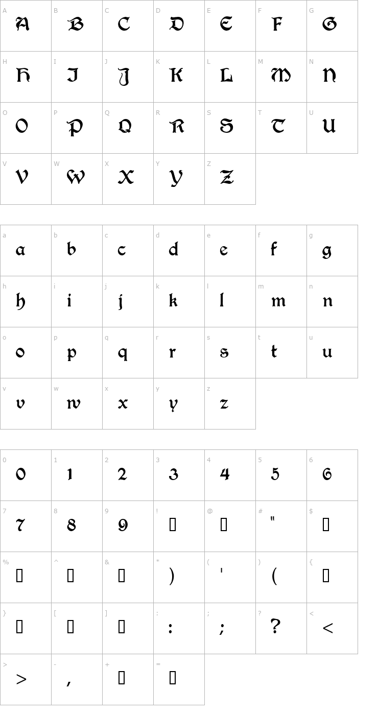 Character Map Innkeeper Font