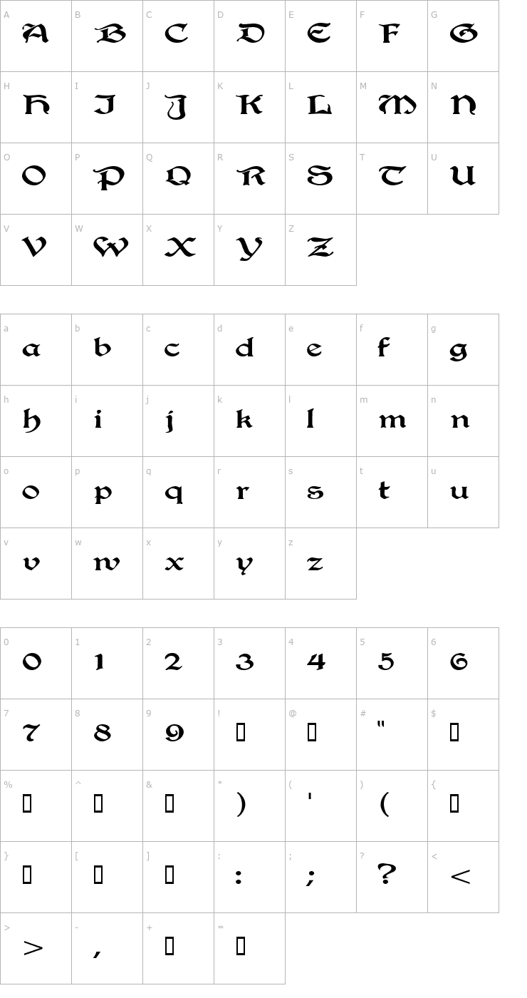 Character Map InnkeeperExtended Font