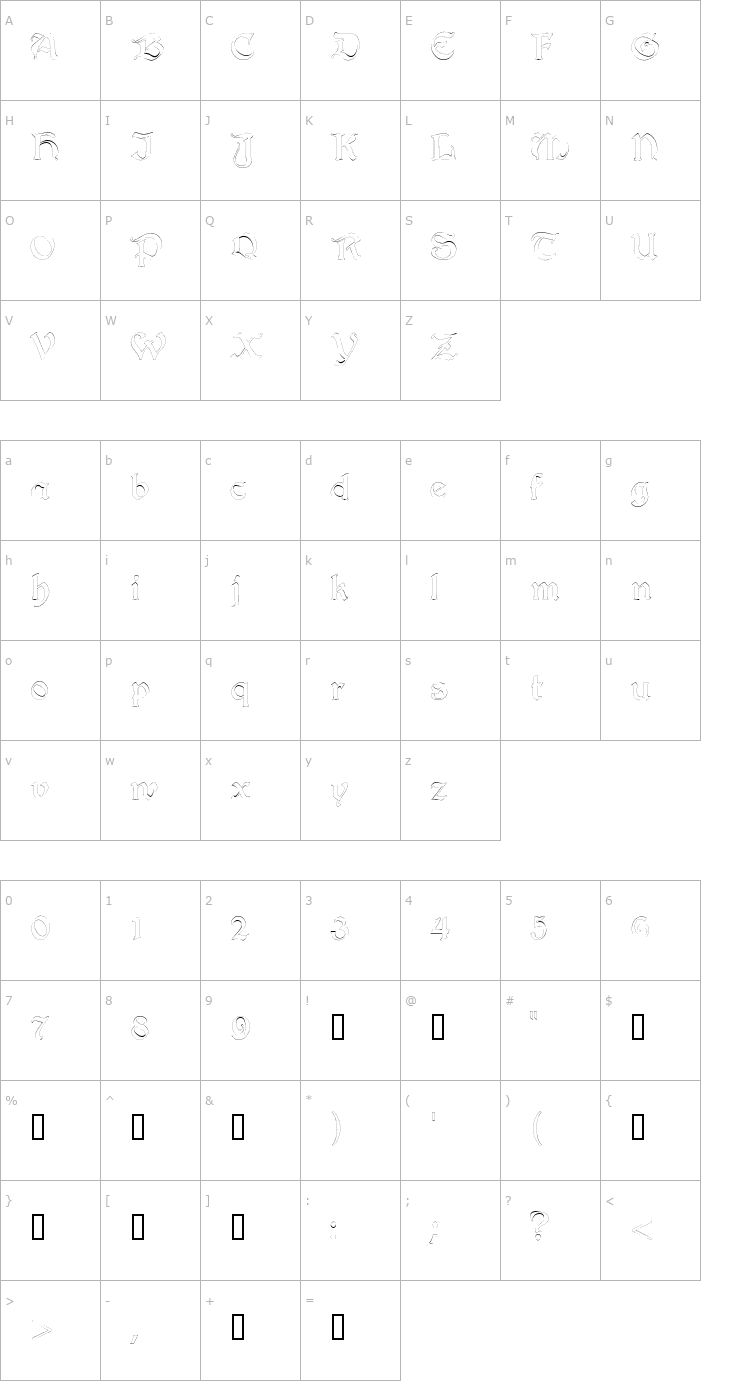 Character Map InnkeeperOutline Font