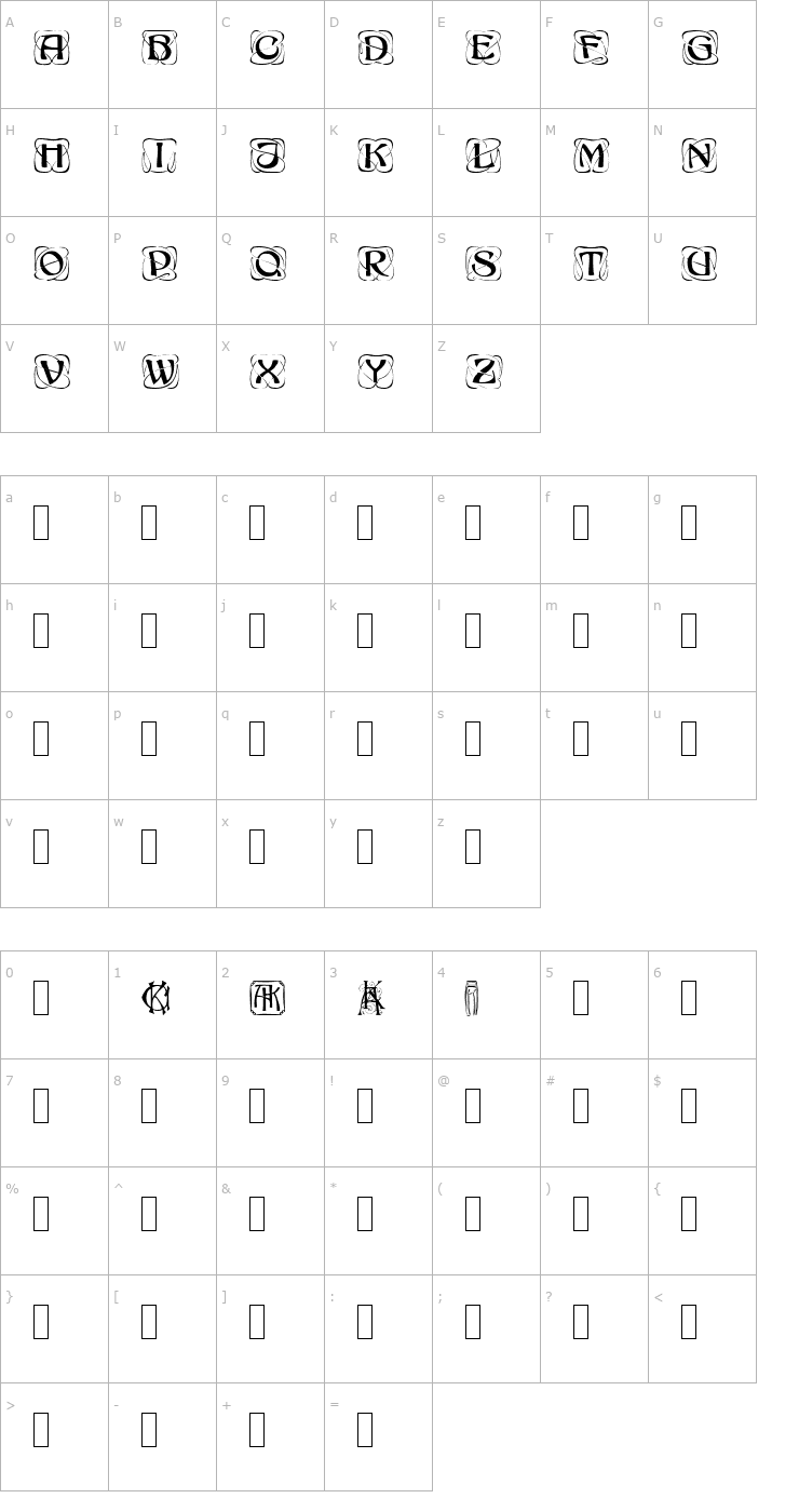 Character Map Innocence 1 Font