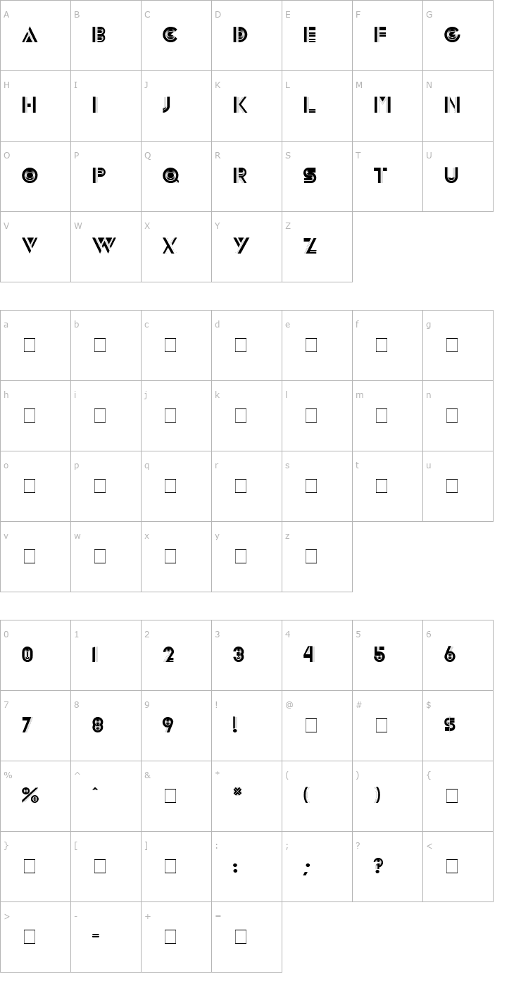 Character Map Innova Display Caps SSi Font