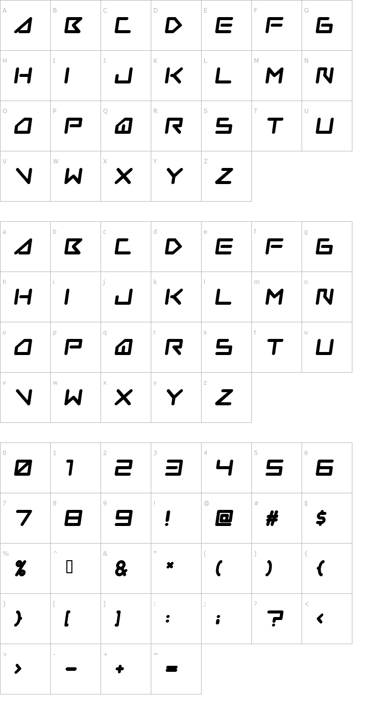 Character Map Insane Hours Font