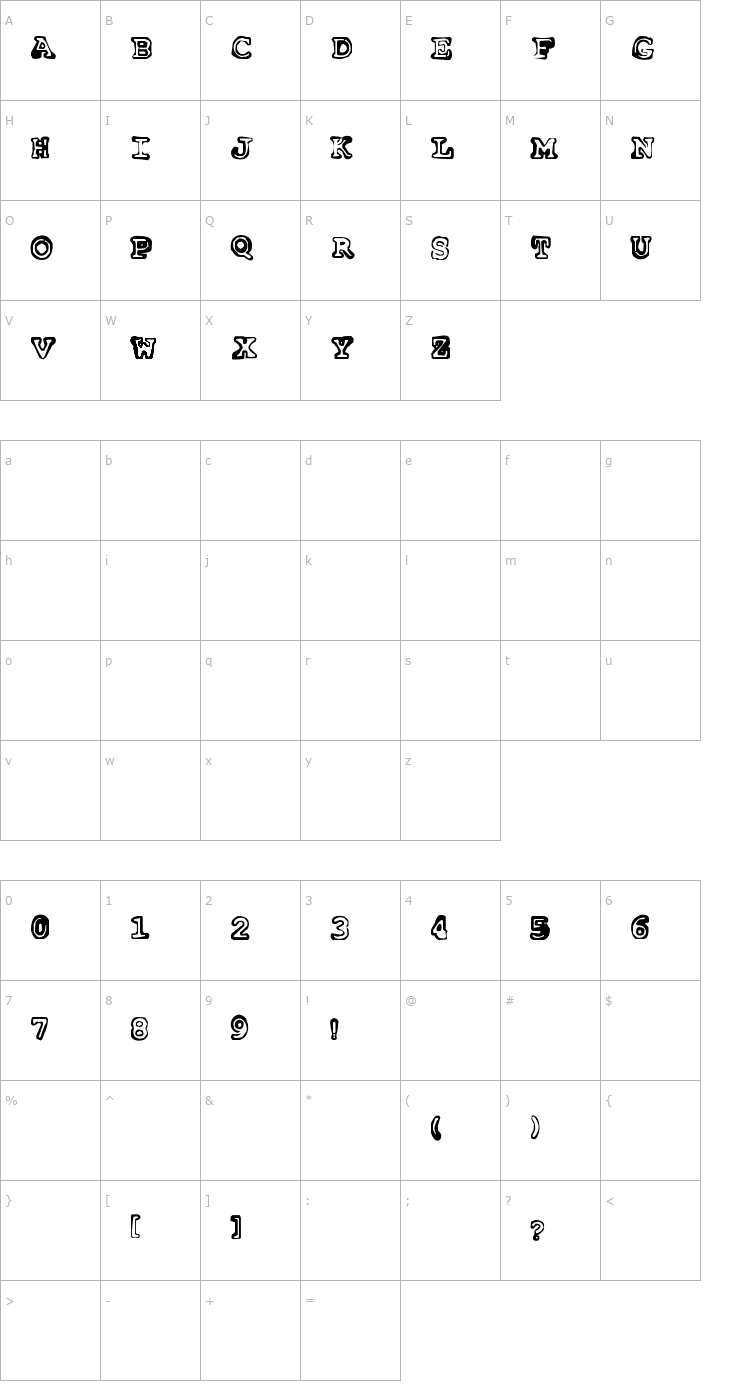 Character Map Insomnia (3am) Font