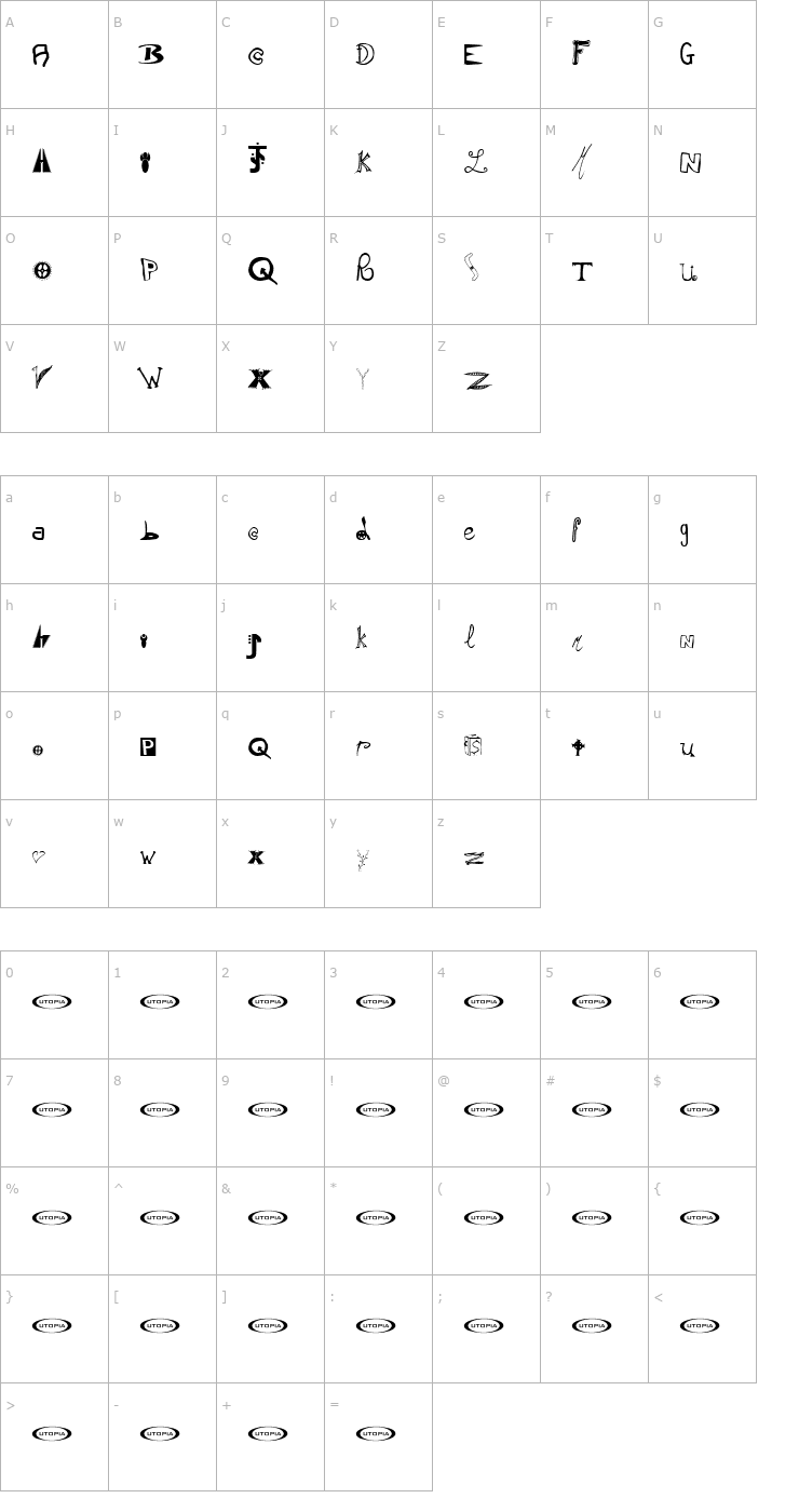 Character Map Instant Soup Mix Font