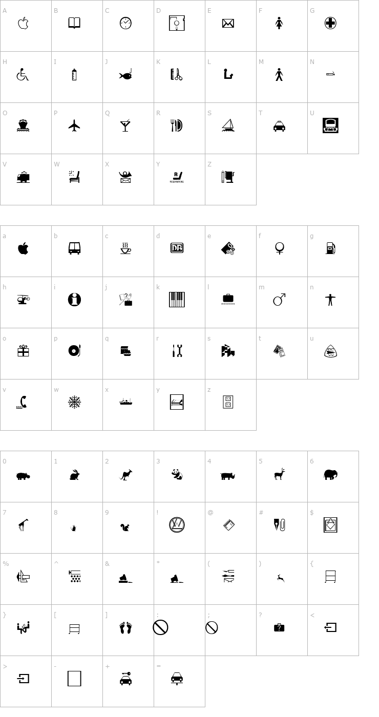Character Map Inter Font