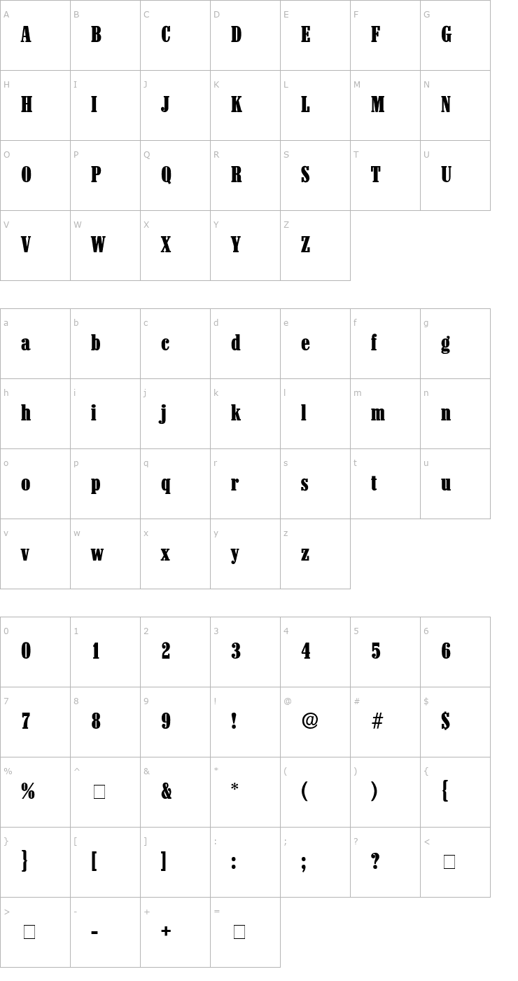 Character Map Interese Display SSi Font