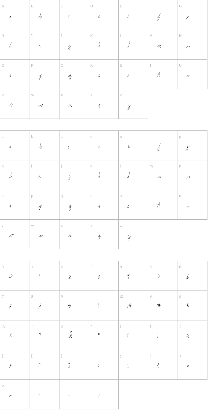 Character Map internal. Font