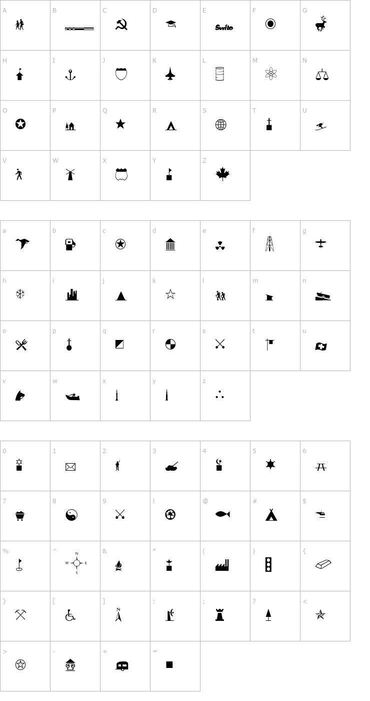 Character Map International Icons A Font