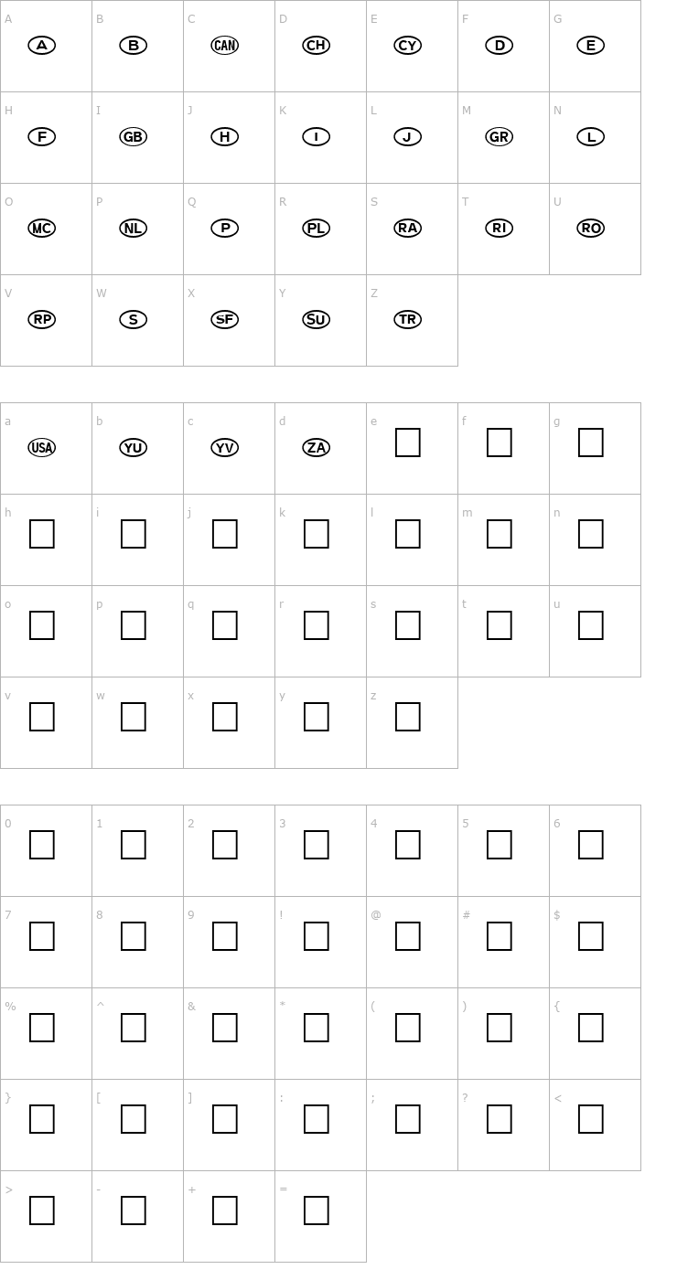 Character Map International Icons B Font