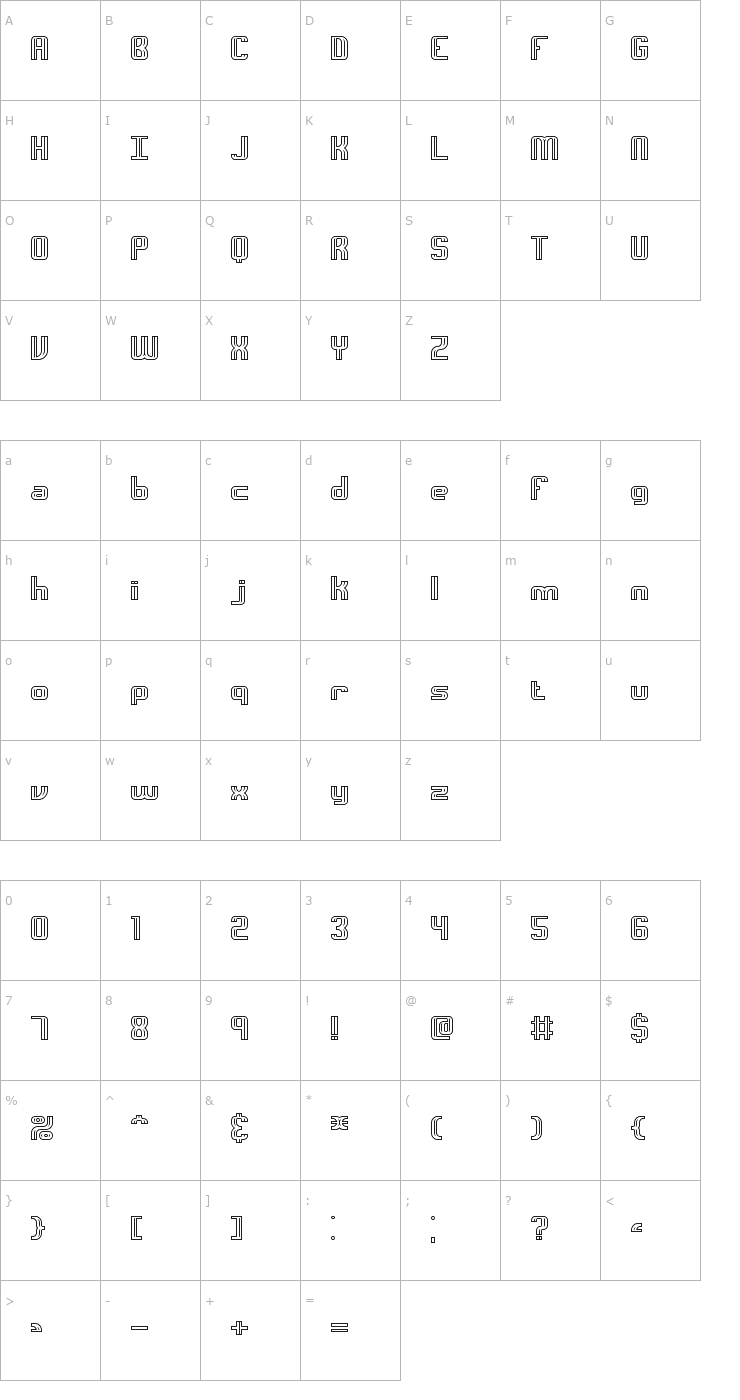 Character Map Intersect C BRK Font
