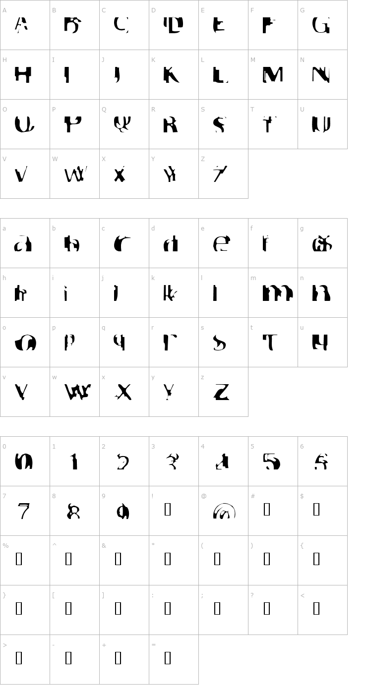 Character Map Interstate Font