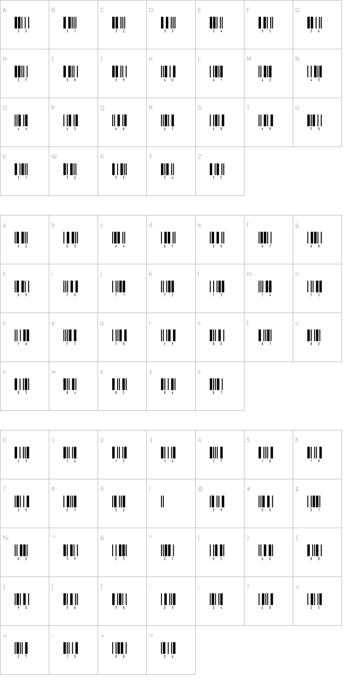 Character Map IntHrP24DlTt Font