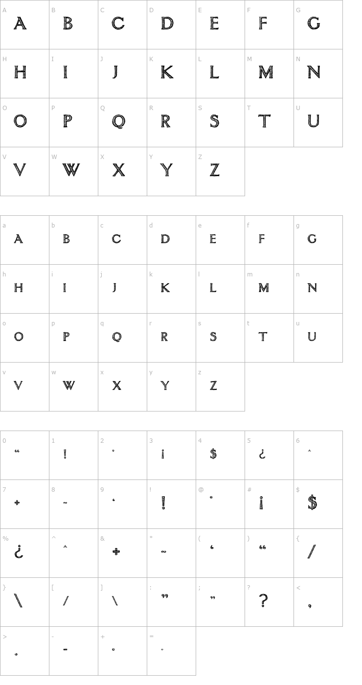 Character Map intimacy Font